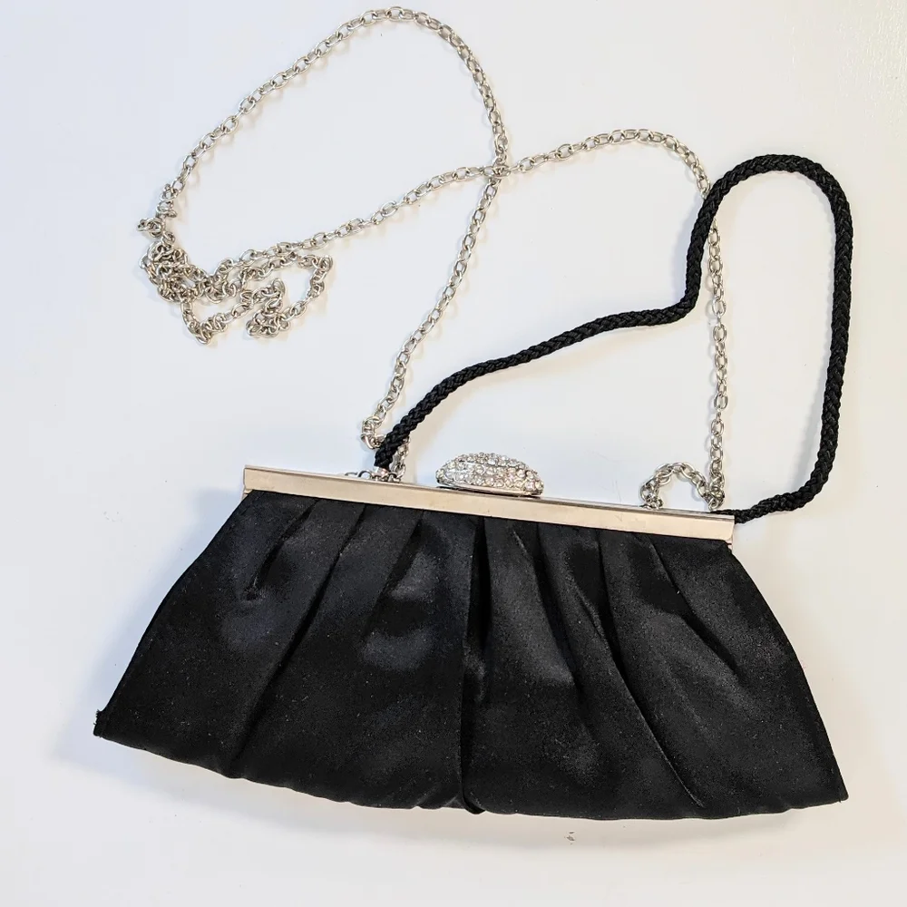 Vintage La Regale jeweled satin clutch convertible chain strap